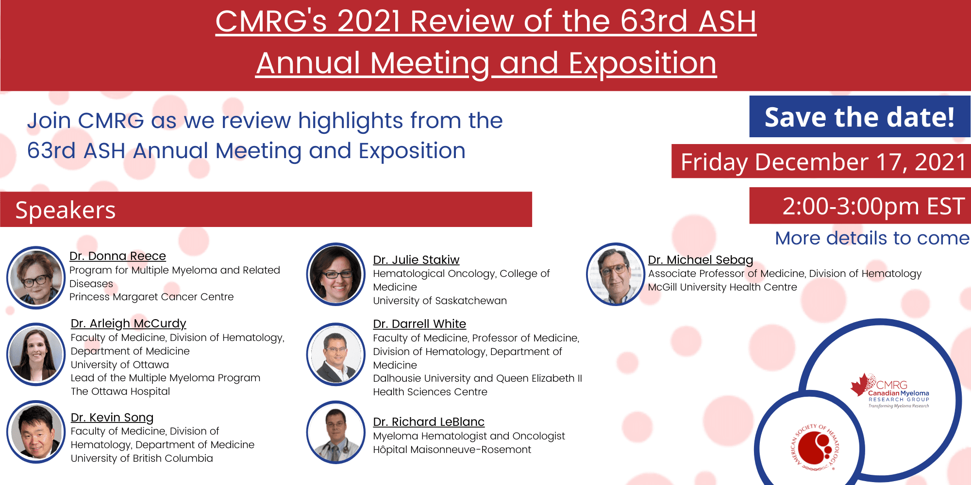 CMRG’s Review of the 63rd Annual ASH Meeting and Exposition